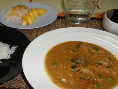 curry Panang et mango with sticky rice