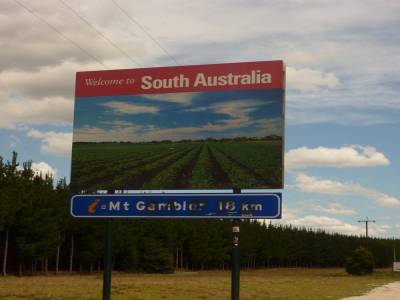 Entrée dans le South Australia