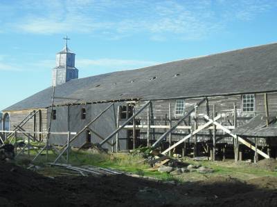 L exterieur de la plus grande des eglise de Chiloe