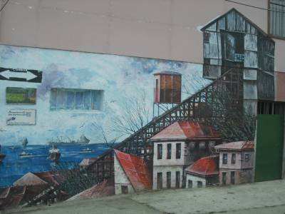 Une despeintures qui orne les murs de Valpo