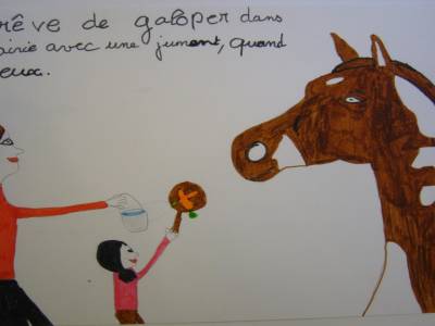 Je rêve d'aller galoper dans la prairie avec une jument quand je veux (Margot)