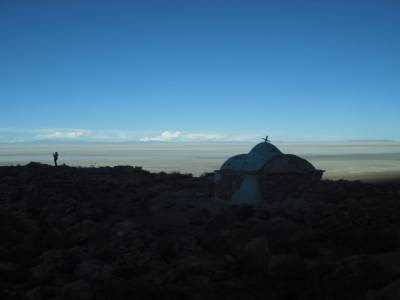Coucher de soleil sur le salar de Uyuni