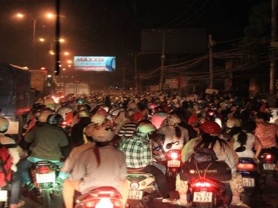 Congestion total a notre retour a Saigon!!