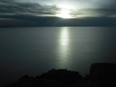 Coucher de soleil sur le lac Titicaca