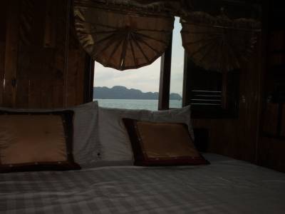 Notre chambre à bord du Junk boak sur la Baie de Halong