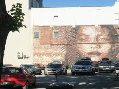 une des nombreuses oeuvres de street art des murs de Chch