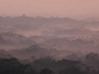 Borobudur dans la brume du matin