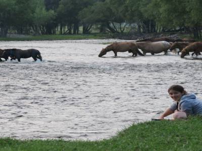 Vaisselle dans la rivière