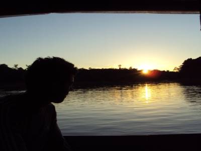 coucher de soleil amazonien-vue du bateau