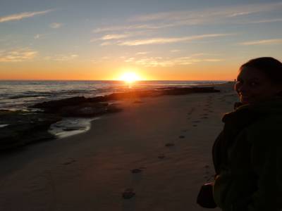 Premier couche de soleil sur la cote ouest australienne