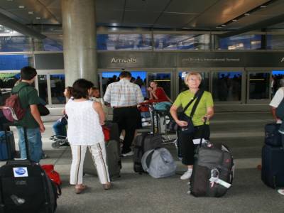 L'arrivée à L.A, une partie du groupe