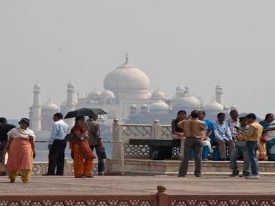 Vue du Taj depuis le fort d'Agra