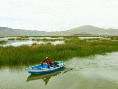 Sur le bateau avant les iles Los Uros