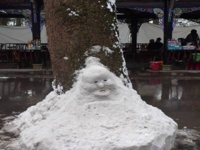 Un petit bouddha de neige