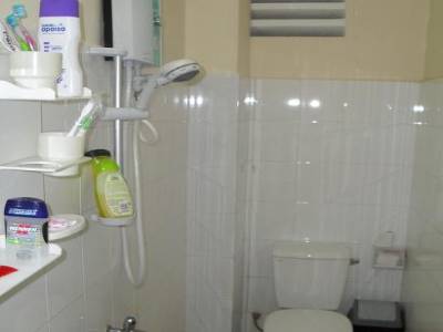 Salle de bain grand luxe: lavabo + toilettes+douche, tt ca en 1 m2