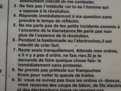 Reglement du S-21 - c etait assez strict!