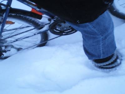 Vélo dans la neige