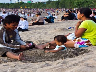 Beaucoup de monde sur les plages de Kuta