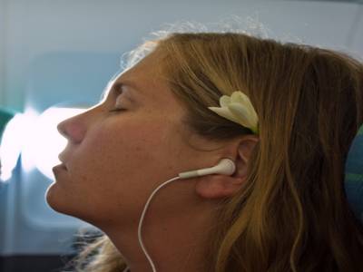 Dans l'avion, petite fleur de bienvenue