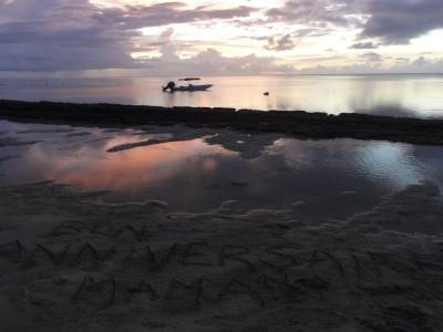 Coucher de soleil depuis le camping de Moorea
