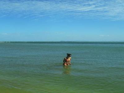 elle est un peu frisquette, mais faut bien se baigner dans l'ocean pacifique !