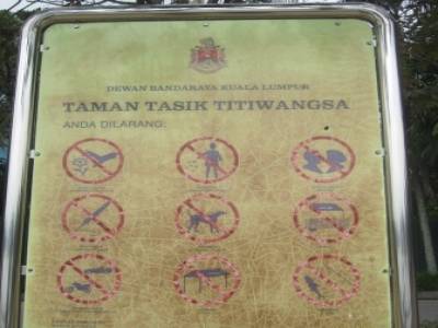 Lake Titiwangsa (les interdictions) 
