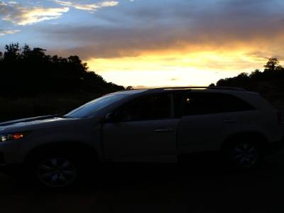 Coucher du soleil sur notre 4X4