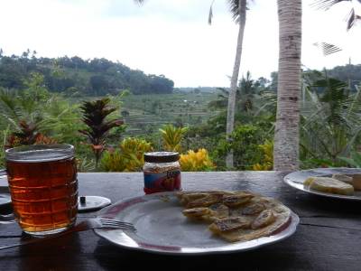 Petit dej avec vue sur les rizières de Tirta- ganga
