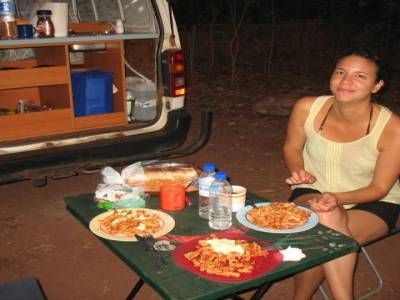 1er repas dans le bush !