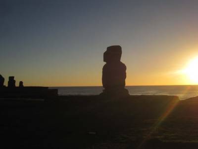 Coucher de soleil sur les Moais
