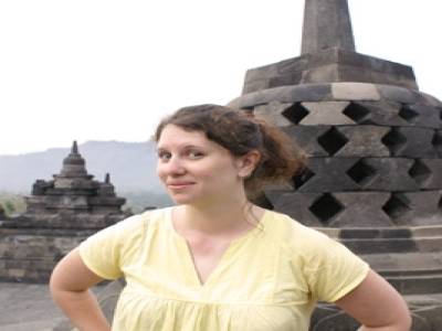 Leslie au Borobudur