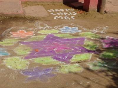 rangoli devant une maison