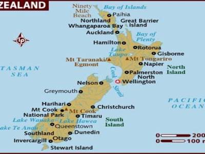 Carte de la Nouvelle Zélande