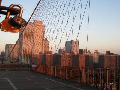 Lever du soleil sur le pont de Brooklyn