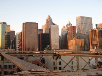 Lever du soleil sur le pont de Brooklyn