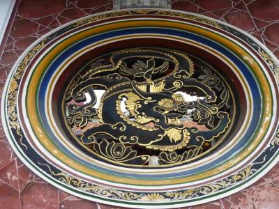 Détail de la porte du temple chinois