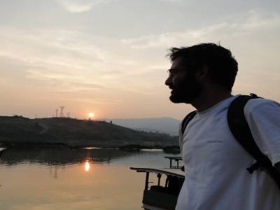 Titi et coucher de soleil sur le Mekong