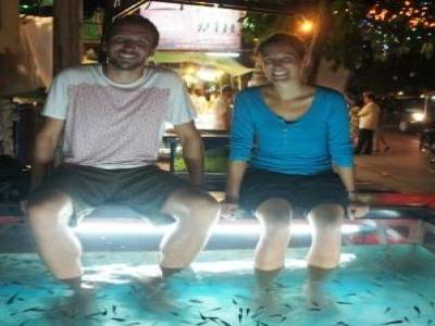 Siem Reap, massage de pied par des poissons
