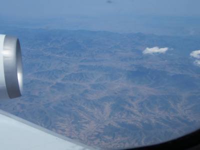 Vue d'avion - Montagnes chinoises. 
