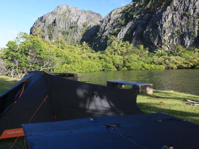 Gaston au réveil au camping de Hienghène