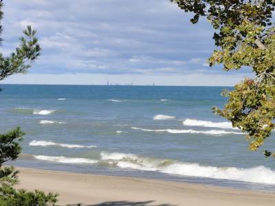 Le lac Michigan, avec en arriere plan, la ville de Chicago