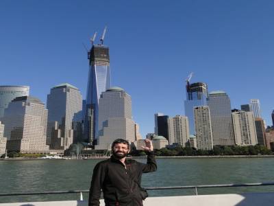 Sur un ferry non touristique (on était 3 a bord), vue de NY