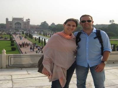 sur la terrasse du Taj Mahal