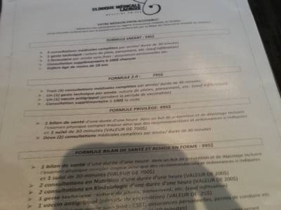 les combos (menus) du medecin !