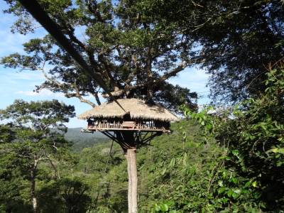 tyrolienne arrive directement dans la cabanne