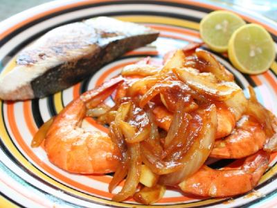 top chef : filet de Mahi Mahi et crevettes au curry