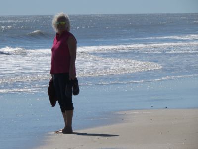 christine sur la plage de l'ile assateague