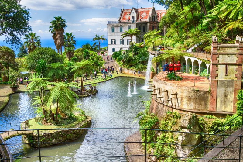 Scénario du jardin tropical du Monte Palace. Funchal, île de Madère, Portugal